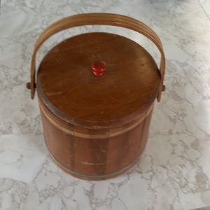 Vintage Jerywil Hand Tole Painted Wooden Firkin Bucket with lid